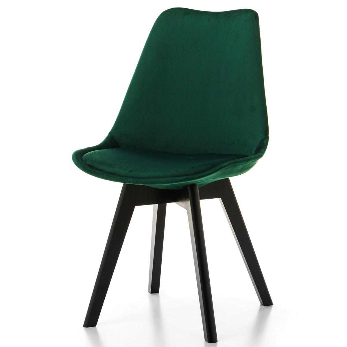 Krzesło skandynawskie z poduszką DUBLIN zielony welur noga czarna