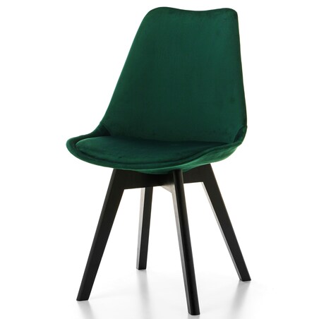 Krzesło skandynawskie z poduszką DUBLIN zielony welur noga czarna