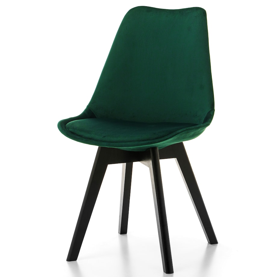 Krzesło skandynawskie z poduszką DUBLIN zielony welur noga czarna