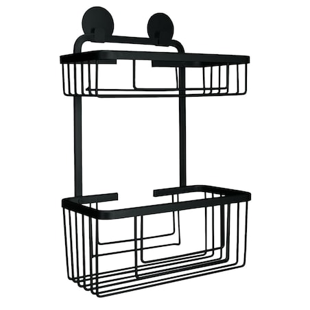 Kleine Wolke Podwójna półka prysznicowa Rocco, prostokątna, czarna