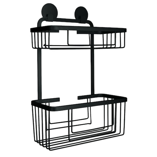 Kleine Wolke Podwójna półka prysznicowa Rocco, prostokątna, czarna