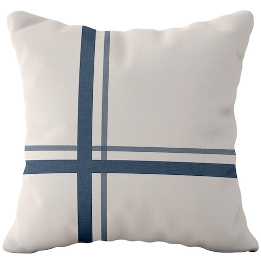 Poszewka dekoracyjna 43x43 kremowa, w niebieskie pasy, Darymex