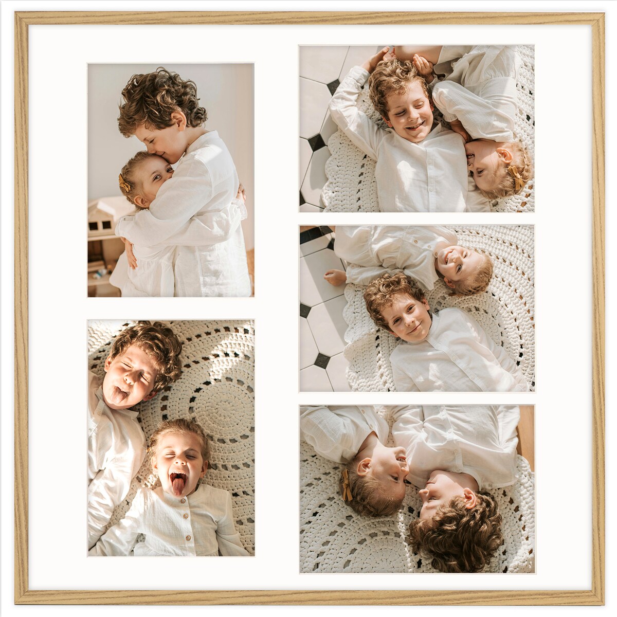 Ramka na zdjęcia 5x 15x21 cm dębowa galeria na 5 zdjęć multirama collage 50x50 cm FRAMAI