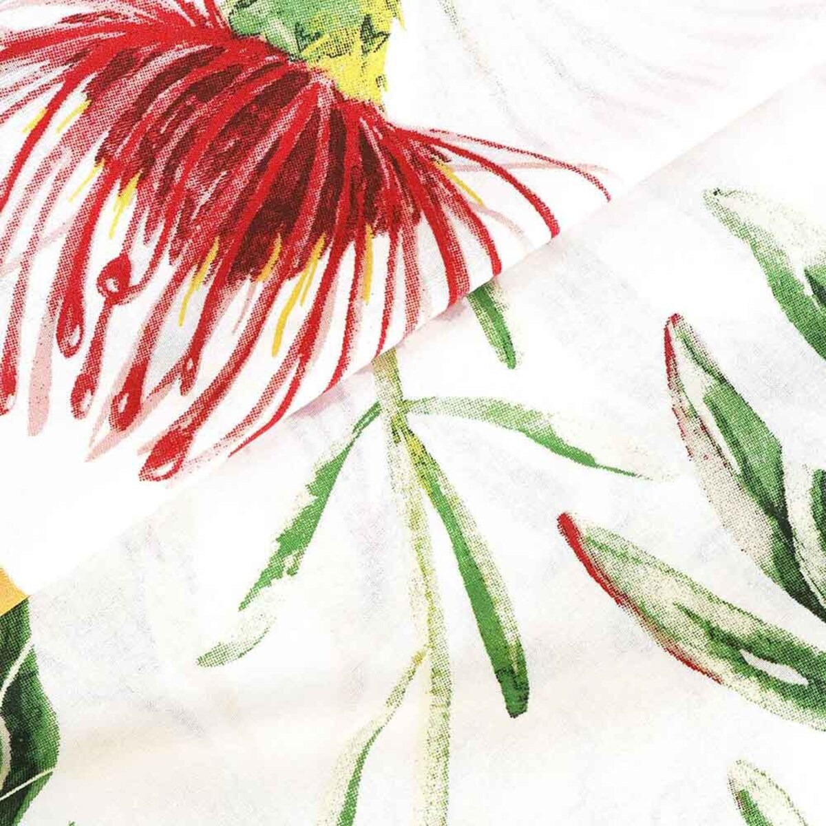 Poszewka dekoracyjna bawełniana 40x40 Sunny Bloom biała w kolorowe letnie kwiaty, Cottonlove, Darymex