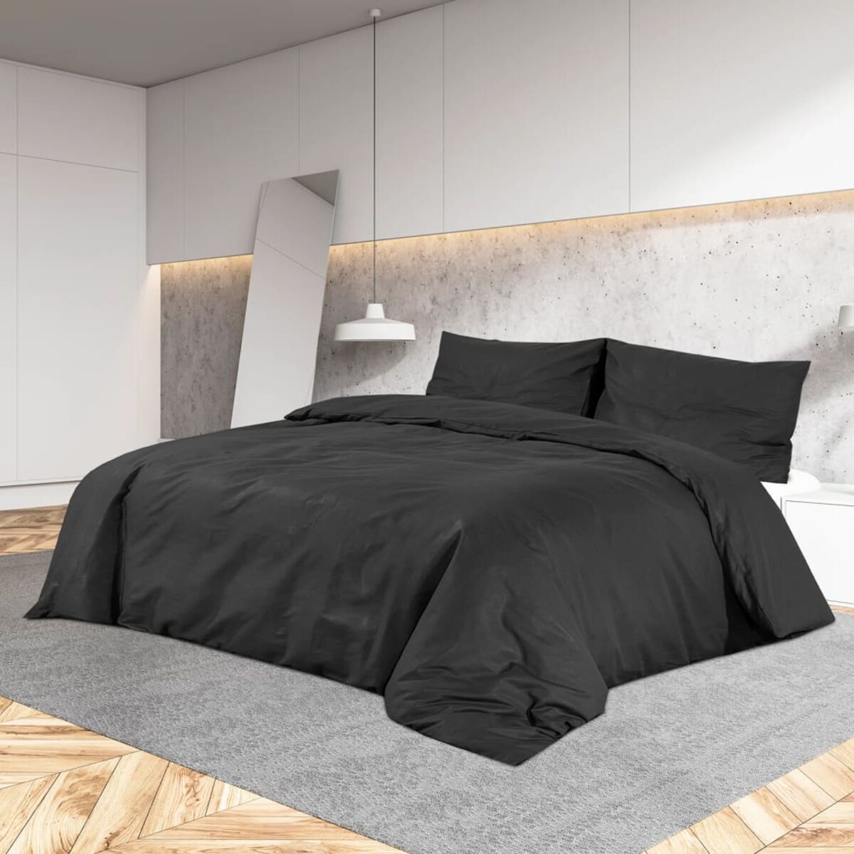 vidaXL Zestaw pościeli, czarny, 260x240 cm, lekka mikrofibra