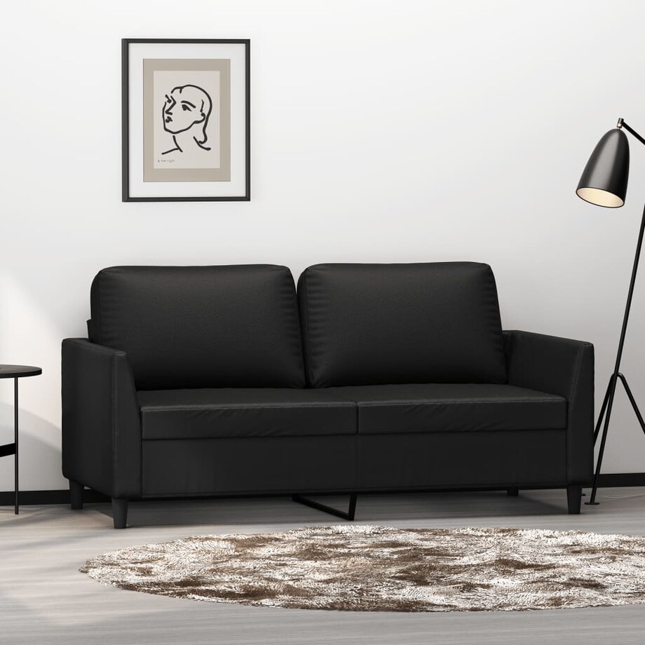 vidaXL 2-osobowa sofa, czarna, 140 cm, sztuczna skóra