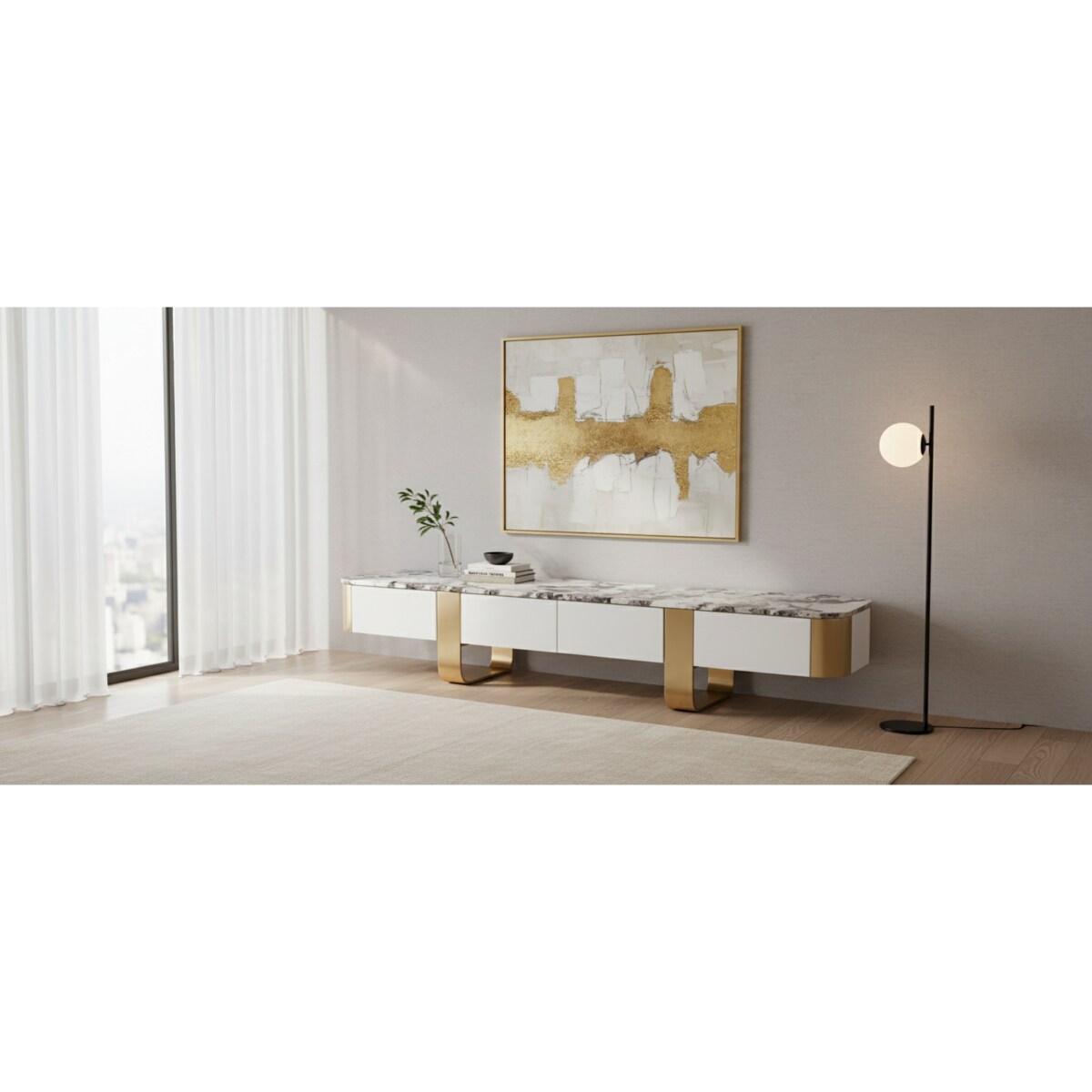 Komoda RTV biała szafka pod telewizor Sofia 200x40x36