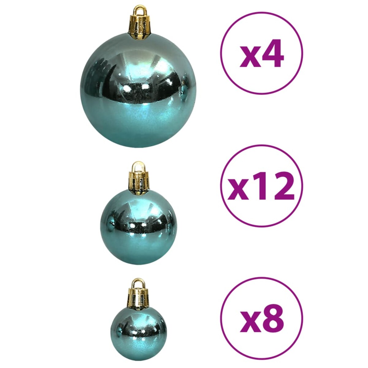 vidaXL Bombki świąteczne, 100 szt., zielone, 3/4/6 cm