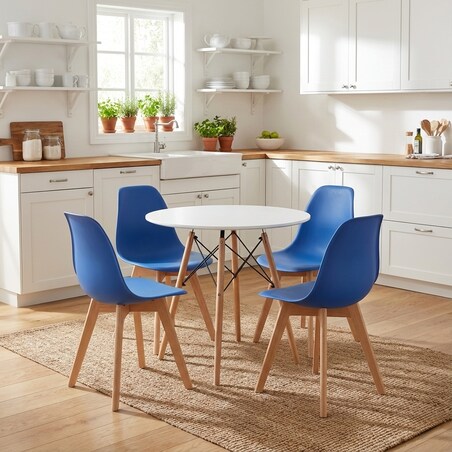 Krzesło do jadalni Kito Niebieskie, Nogi Naturalne 2 szt.