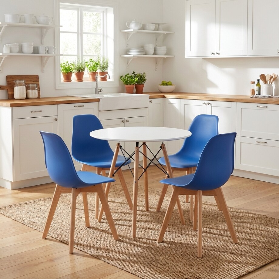 Krzesło do jadalni Kito Niebieskie, Nogi Naturalne 2 szt.