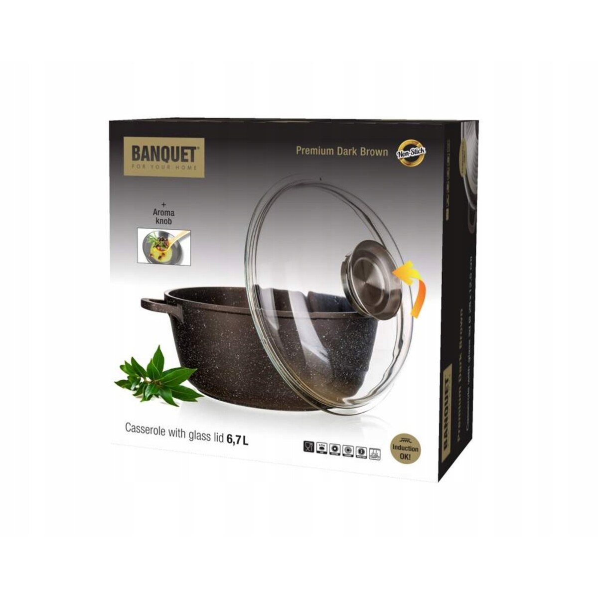 GARNEK tradycyjny 6,7 L banquet GRANITE BROWN z dozownikiem do przypraw