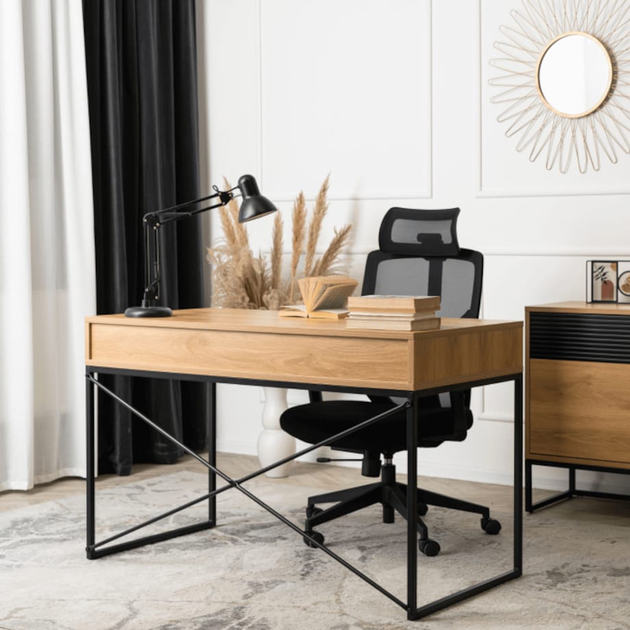 Biurko 120 z Szufladą Loft OASIS Prostokątne Stylowe Gabinetowe Dąb ...