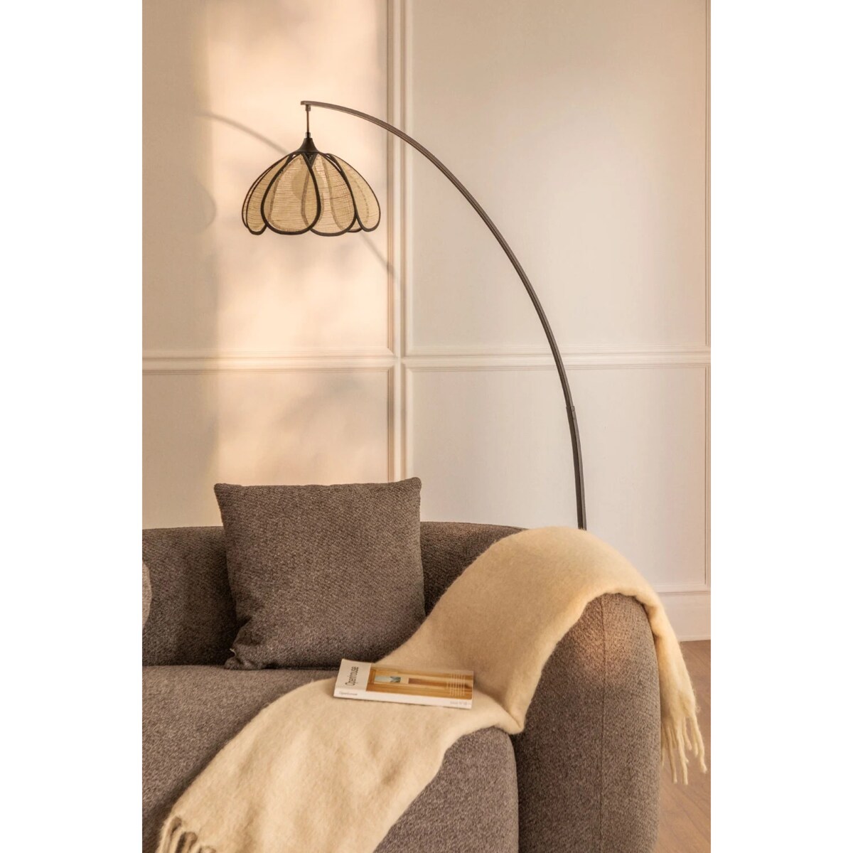 Lampa podłogowa Vidson z metalu i lnu 160 cm