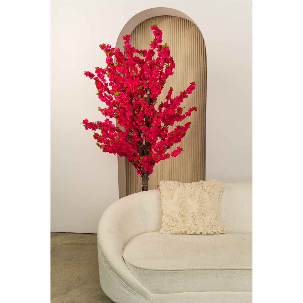 Drzewo kwitnącej wiśni z różowymi kwiatami na naturalnym pniu 180 cm x 100 cm