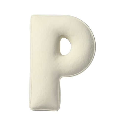 Poduszka literka P, śmietankowa biel, 35x40cm, Posh Velvet
