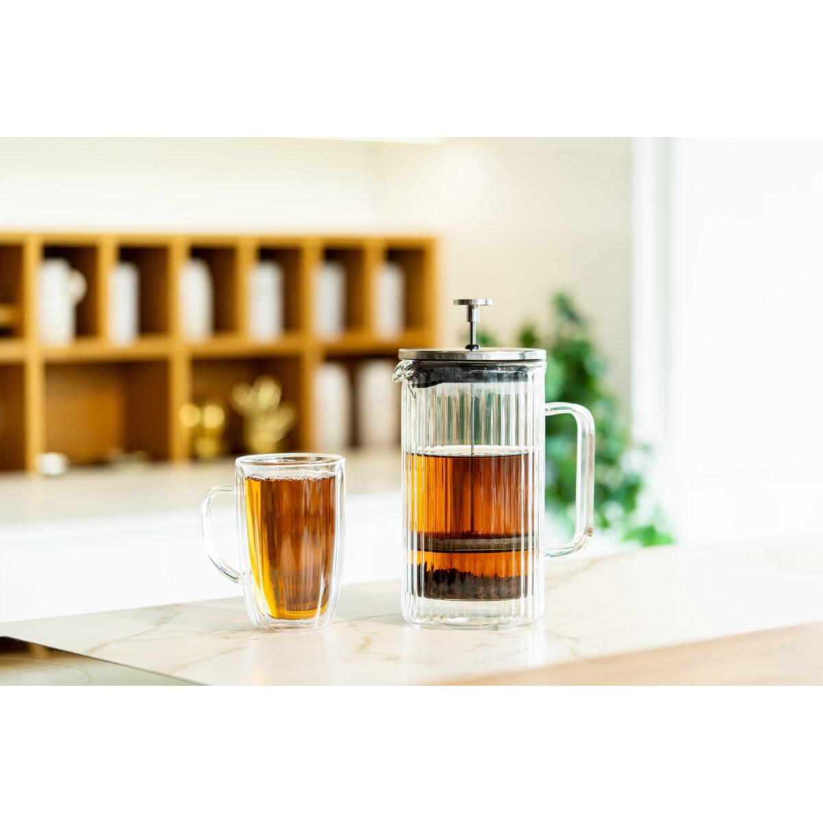 Zaparzacz do kawy i herbaty z podwójną ścianką 1000 ml Tulip srebrny mat 0657