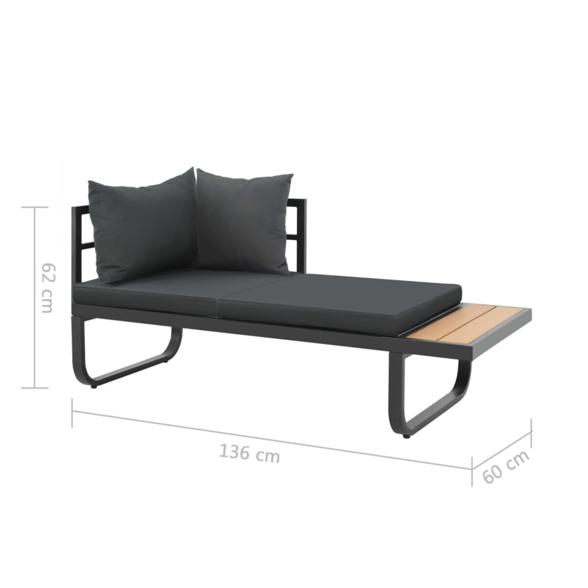 vidaXL Sofa ogrodowa ze stołem i poduszkami, narożna, aluminium, WPC