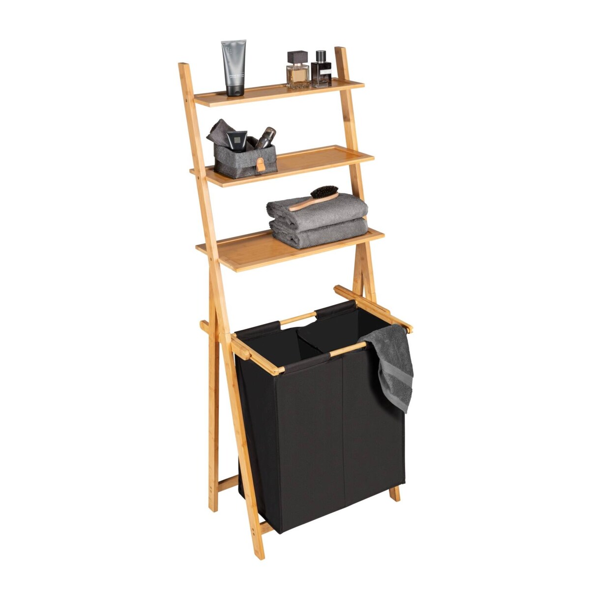 Regał drabinka z koszem na pranie ECORI