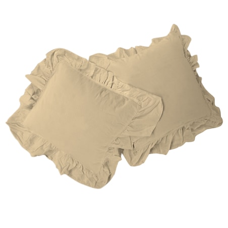 Pościel bawełniana 160x200 z falbanką Stonewashed Exclusive, Akdeniz Cream