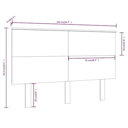 vidaXL Wezgłowie łóżka, 144x6x82,5 cm, lite drewno sosnowe