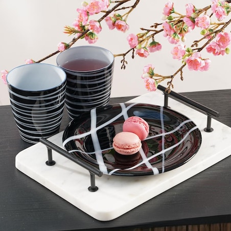 VILLA ITALIA Szklanka ze szkła topionego czarno biała 360 ml NEBBIA