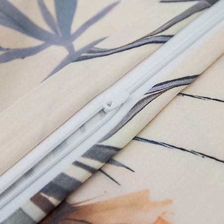 Pościel satyna bawełniana 220x200 Satynlove Premium Polne czerwone kwiaty, kremowa