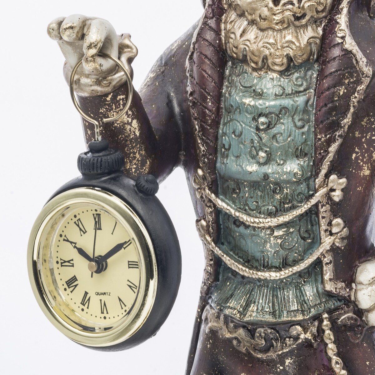 Dekoracja - królik 43x13x10 cm CONIGLIO na podwyższeniu z zegarkiem