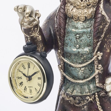 Dekoracja - królik 43x13x10 cm CONIGLIO na podwyższeniu z zegarkiem