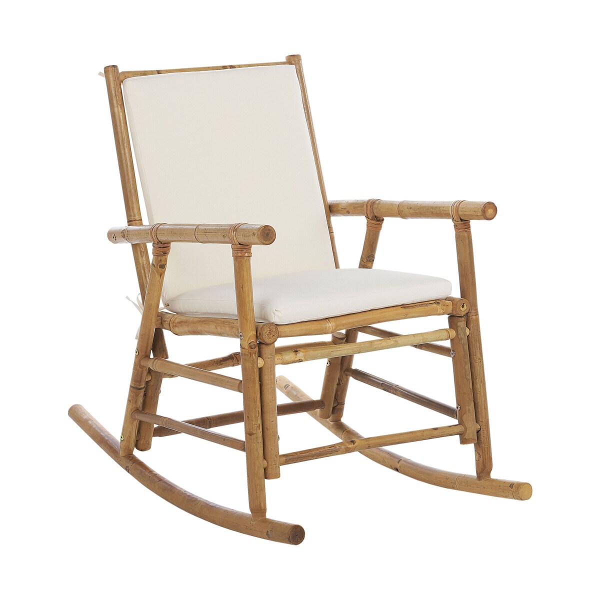 Fotel bujany bambusowy jasne drewno z białym FRIGOLE