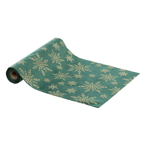 Bieżnik na stół z brokatowymi płatkami śniegu, 28 x 300 cm