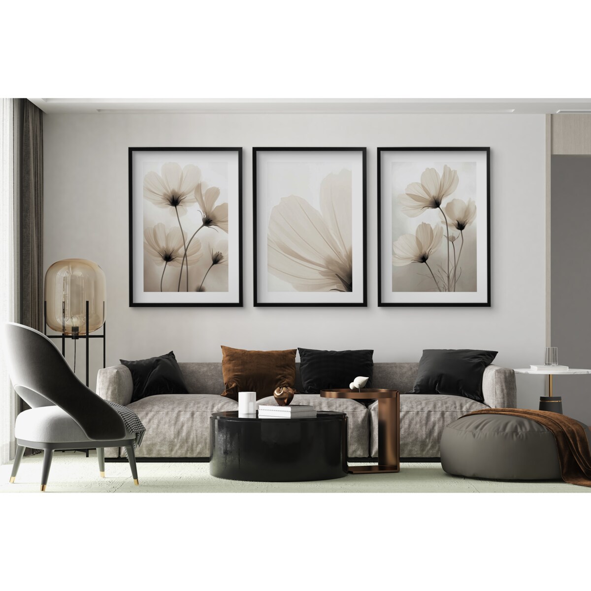 Dekoracyjne Plakaty na ścianę Ozdoba ścienna do salonu Beżowe Kwiaty