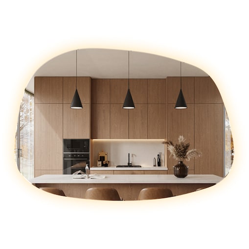 Organiczne lustro LED - 90,9x66 cm - ciepłe światło
