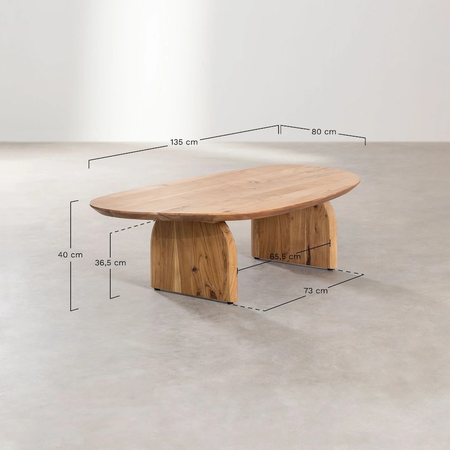 Stolik kawowy z drewna akacjowego 135x80 cm Bedum popielaty brąz