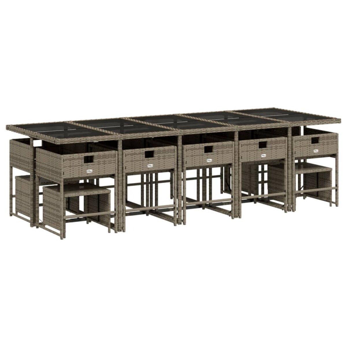 vidaXL 15-cz. zestaw mebli ogrodowych z poduszkami, szary, rattan PE