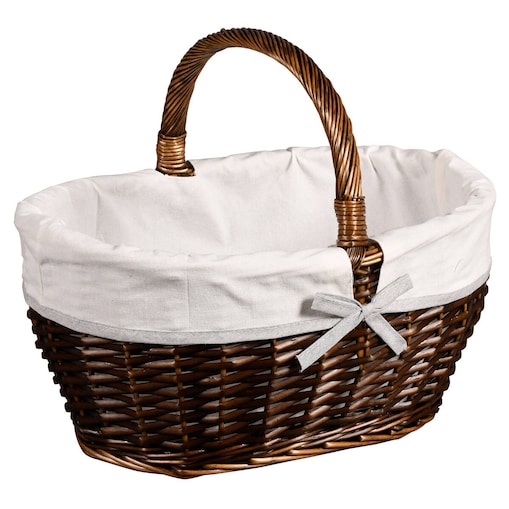 Pleciony kosz piknikowy z materiałową wyściółką, 45 x 34 cm