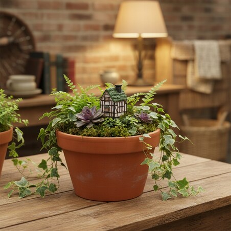 DEKORACJA OZDOBA DO DONICZKI KWIATÓW ROŚLIN DOM DOMEK LOFT BOHO 8cm