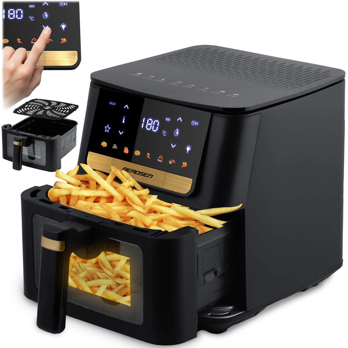Frytkownica beztłuszczowa Berdsen BD-655 Air Fryer 6,5l 1700W czarny 365501