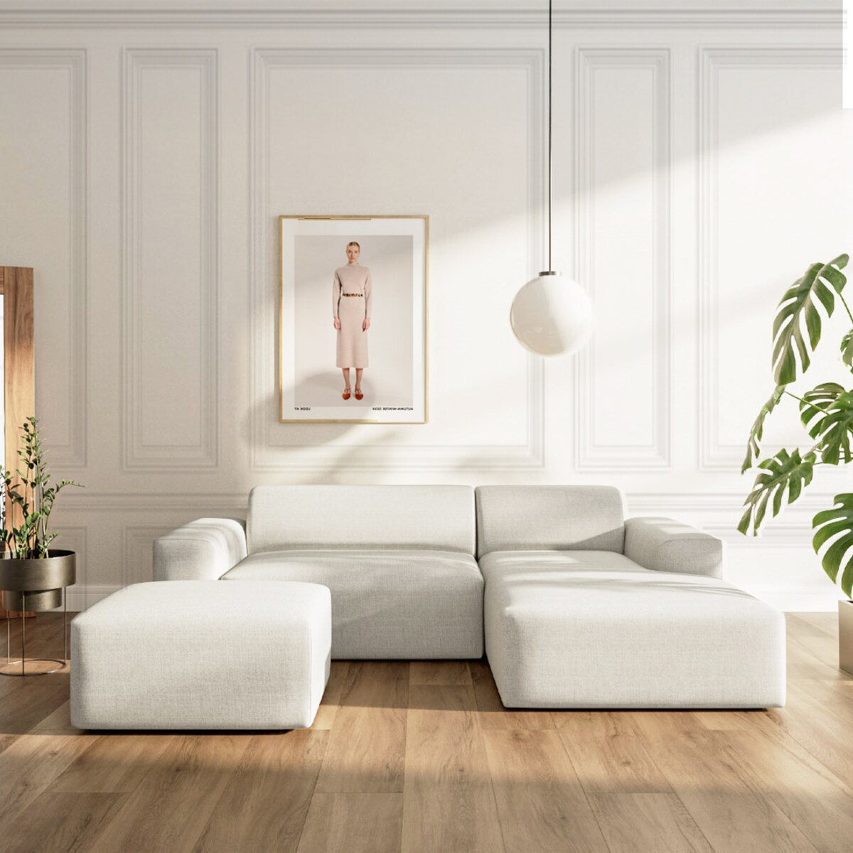 Villet Sofa narożna prawa jasno beżowa