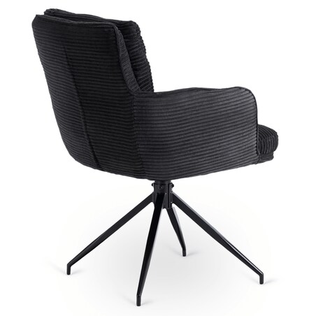 Krzesło Obrotowe Kubełkowe Tapicerowane Do Jadalni Sztruks Czarny AKITA