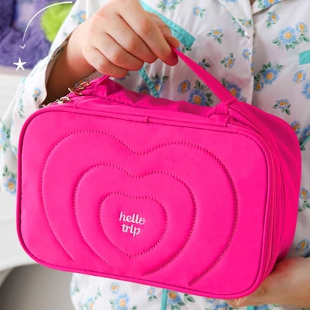 Kosmetyczka damska pikowana kuferek z rączką 24 x 9 x 15 cm KS132R