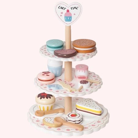 Drewniana patera ze słodyczami Cakeo - cukiernia babeczki ciastka ZESTAW