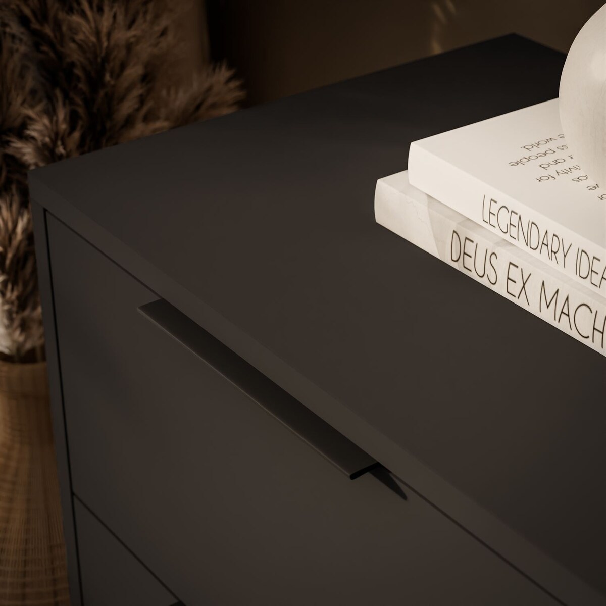 Komoda NELA 1D3S z lamelami, grafit + dąb artisan