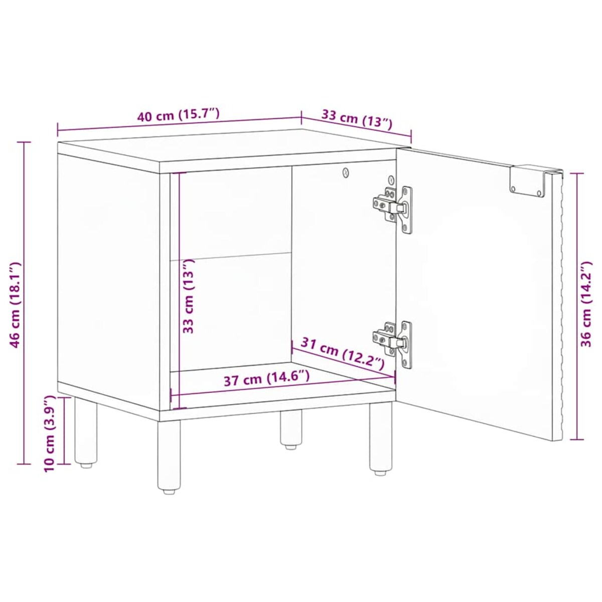 vidaXL Szafki nocne, 2 szt., 40x33x46 cm, lite drewno akacjowe