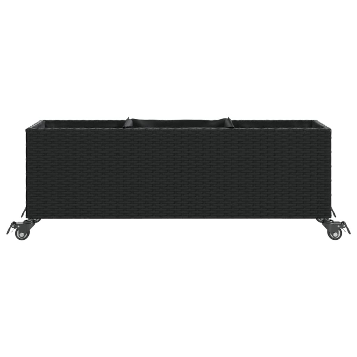 vidaXL Donica ogrodowa z kółkami i 3 wkładami, czarna, 107x32x38 cm