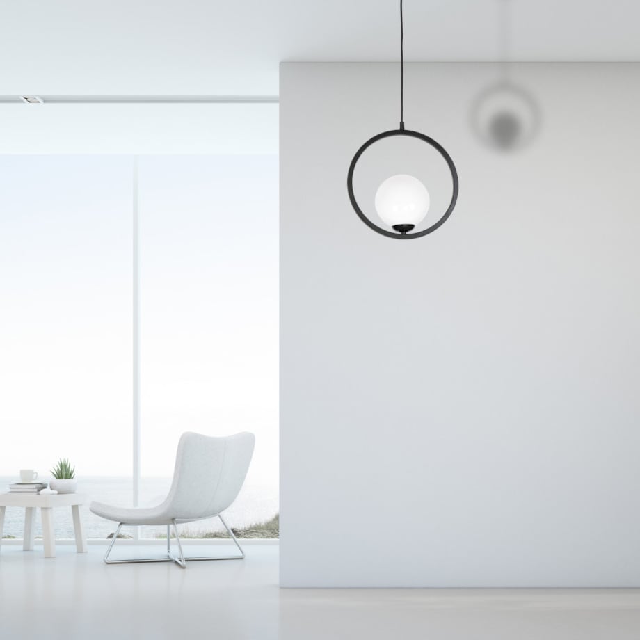 Wisząca LAMPA modernistyczna BOSTON MLP5593 Milagro metalowa OPRAWA okrągła ZWIS szklana kula ball czarna biała