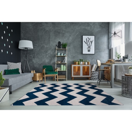 Dywan SKETCH - FA66 niebiesko/biały - Zygzak 280x370 cm