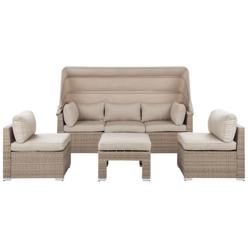 Zestaw ogrodowy ze stolikiem dla 5 osób COCCOLIA Modułowy Technorattan Beżowy