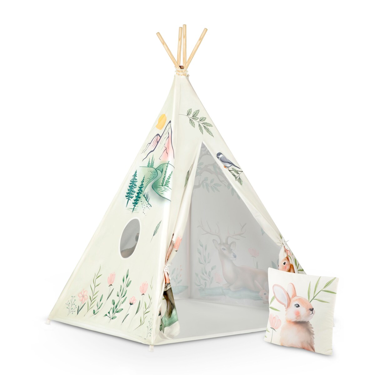 Tipi namiot dla dzieci teepee wigwam poduszka stabilizator leśne zwierzątka Nukido