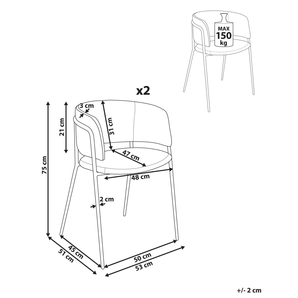 Zestaw 2 krzeseł do jadalni SPRINGER Szenil Jasnobeżowy