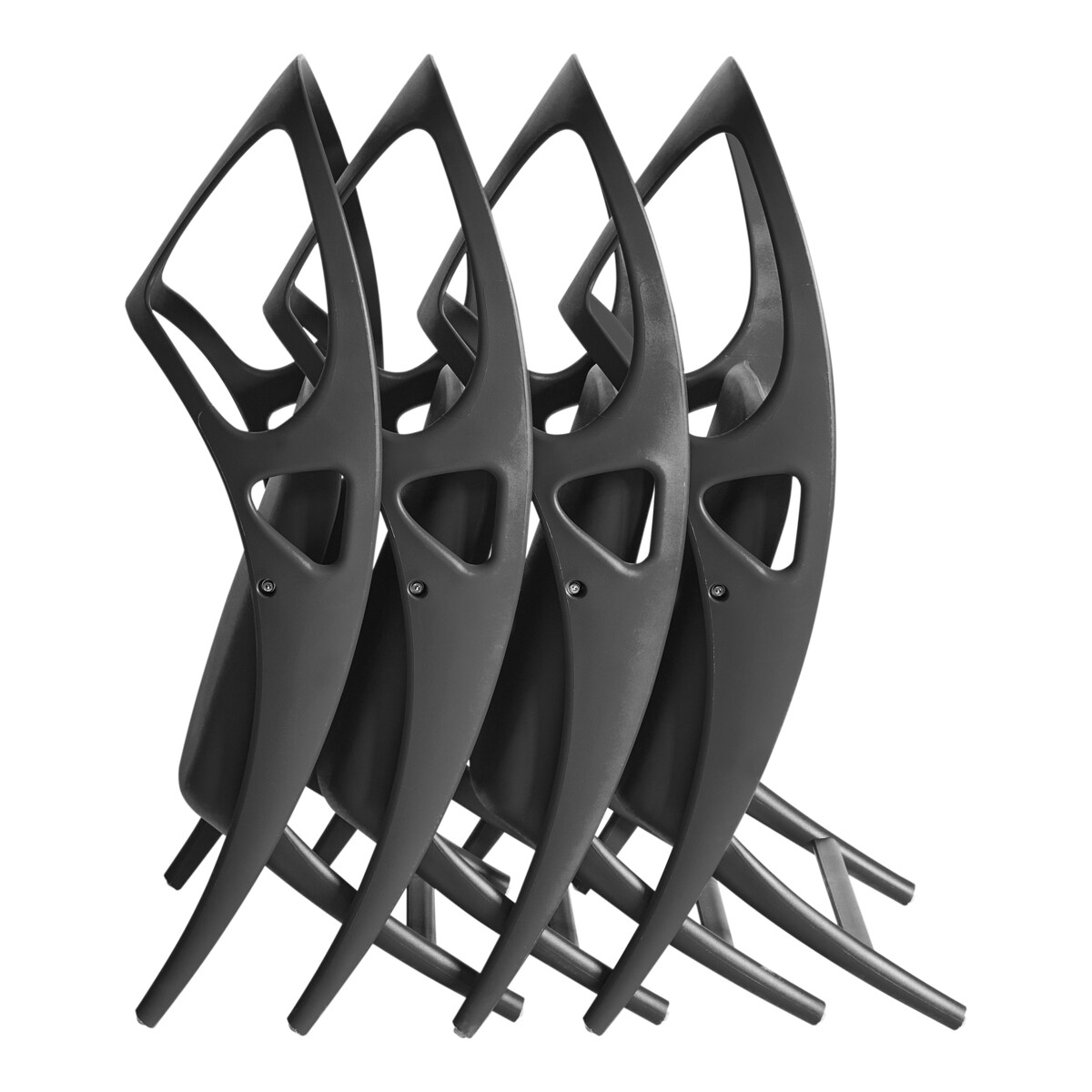 Zestaw 4 krzeseł ogrodowych Składane NEMI Czarny